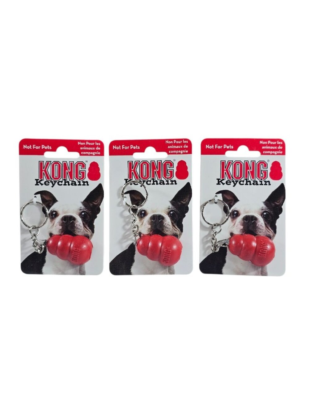 3 Pack KONG Keychain Mini Classic Red Dog Toy Key Ring Novelty Gift NEW